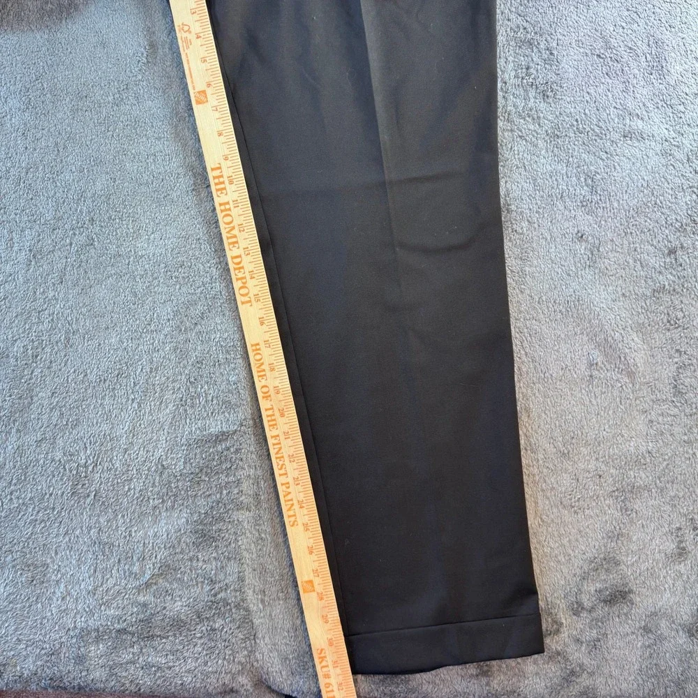 Oscar de la Renta Mens Black 100% Wool‎ Pleated Cuffed Dress Pants 36W 32L J177